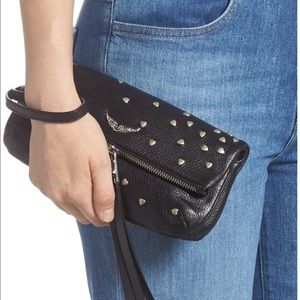 Zadig & Voltaire Rocky Heart Stud Leather Clutch